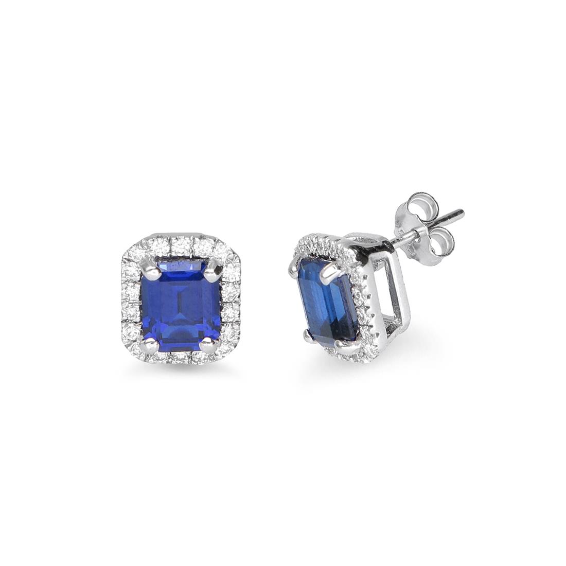 Earrings with octagonal sapphires and diamonds - LUXURY ZONE
