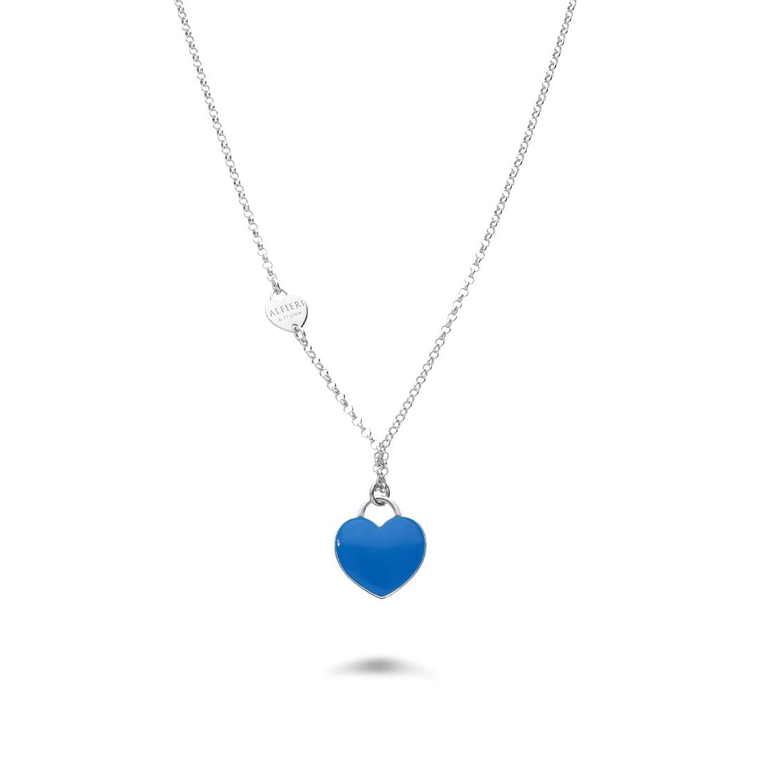 Collar de plata con gran corazón azul - ALFIERI & ST. JOHN 925