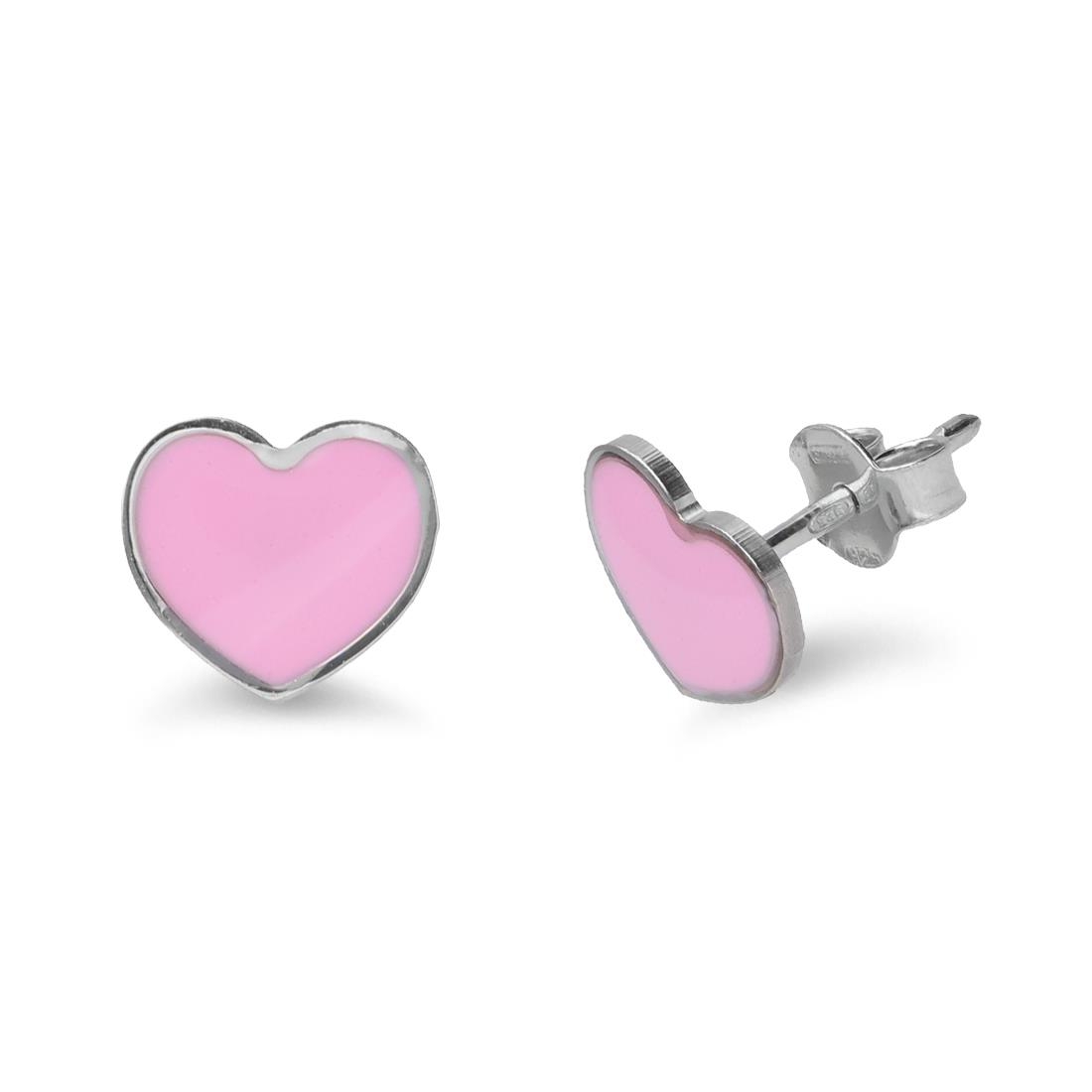 Silver earrings with pink heart - ALFIERI & ST. JOHN 925