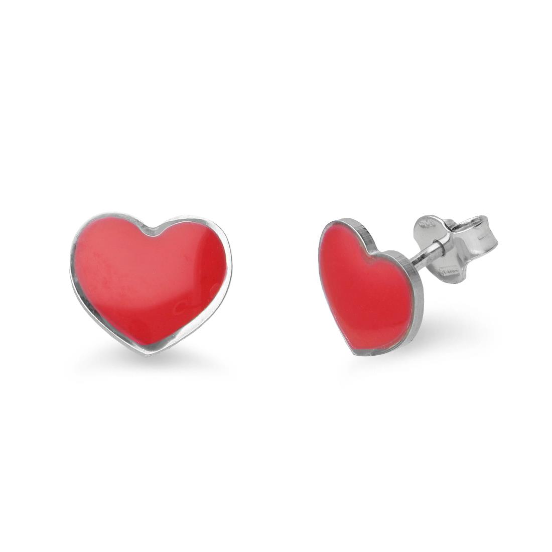 Silver earrings with red heart - ALFIERI & ST. JOHN 925