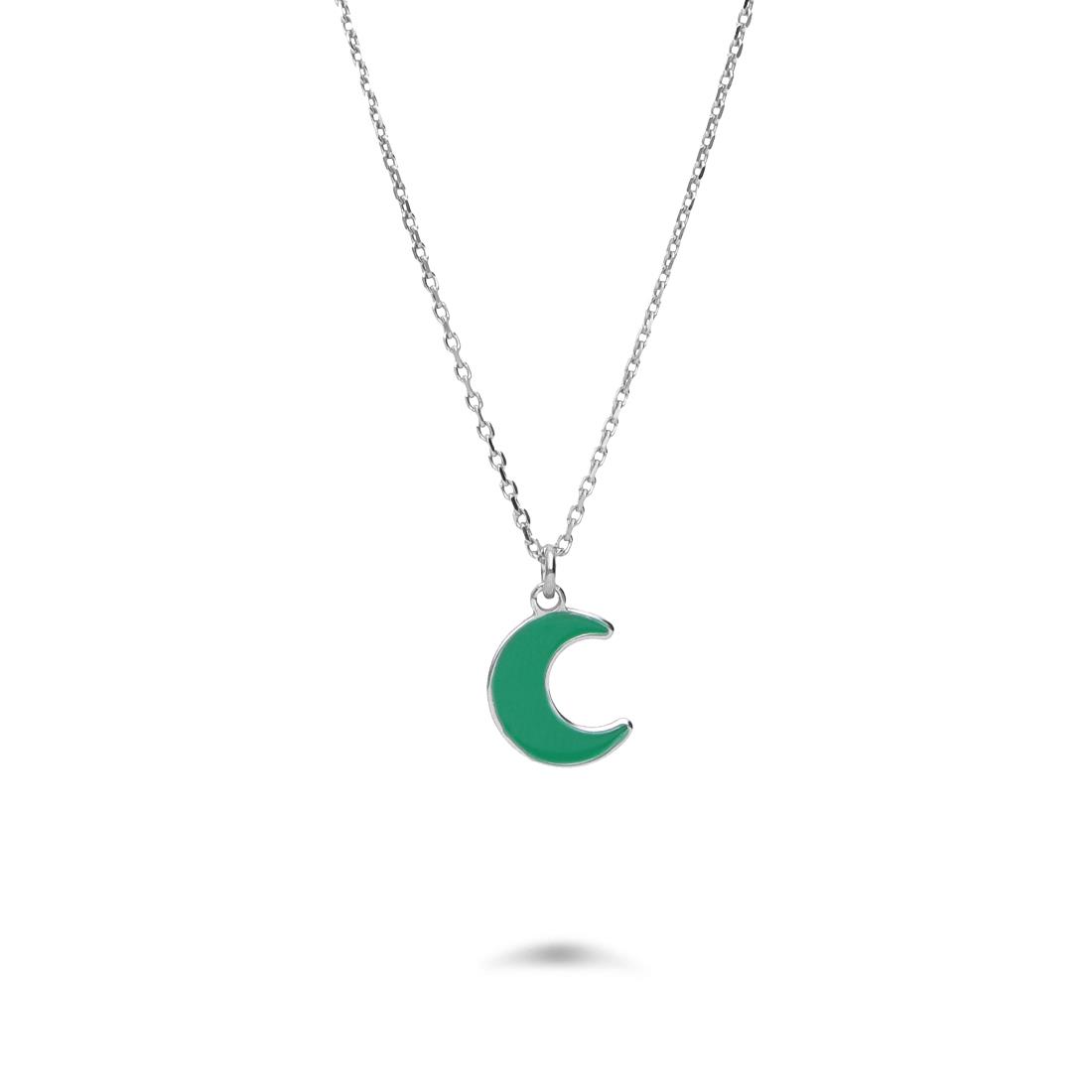 Collana in argento con luna verde - LUXURY ZONE