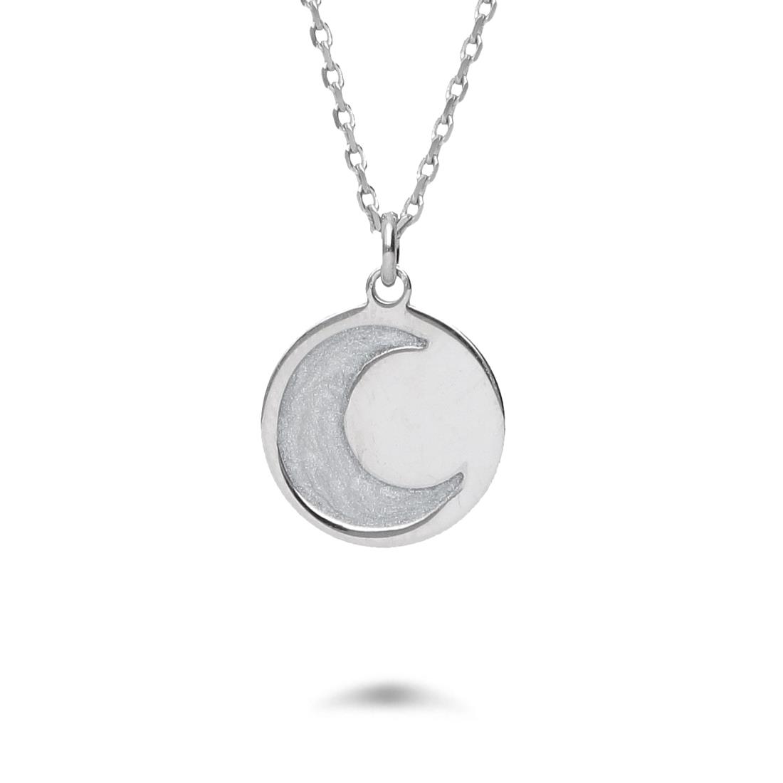 Collana in argento con luna smalto perlato - LUXURY ZONE