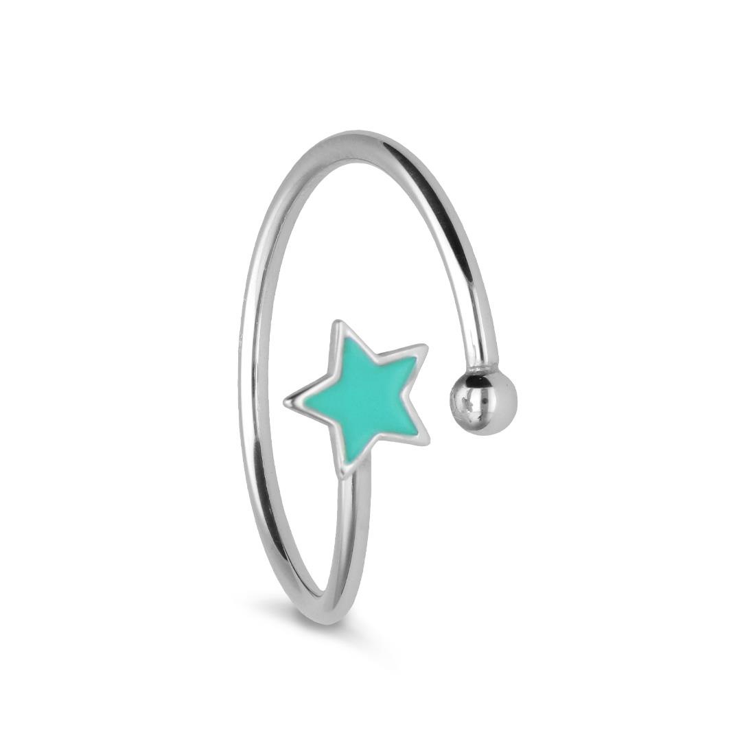 Silver ring with light blue star - LUXURY MILANO