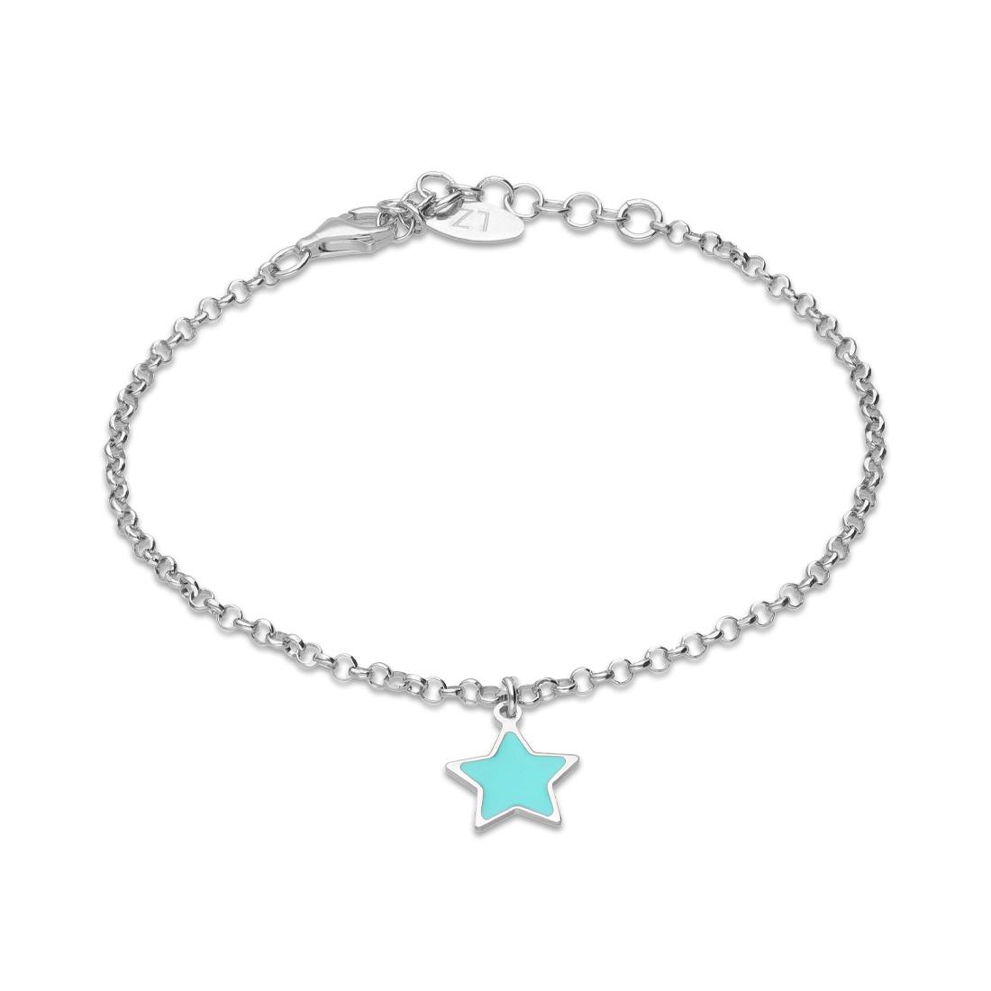 Pulsera de plata con estrella celeste - LUXURY MILANO