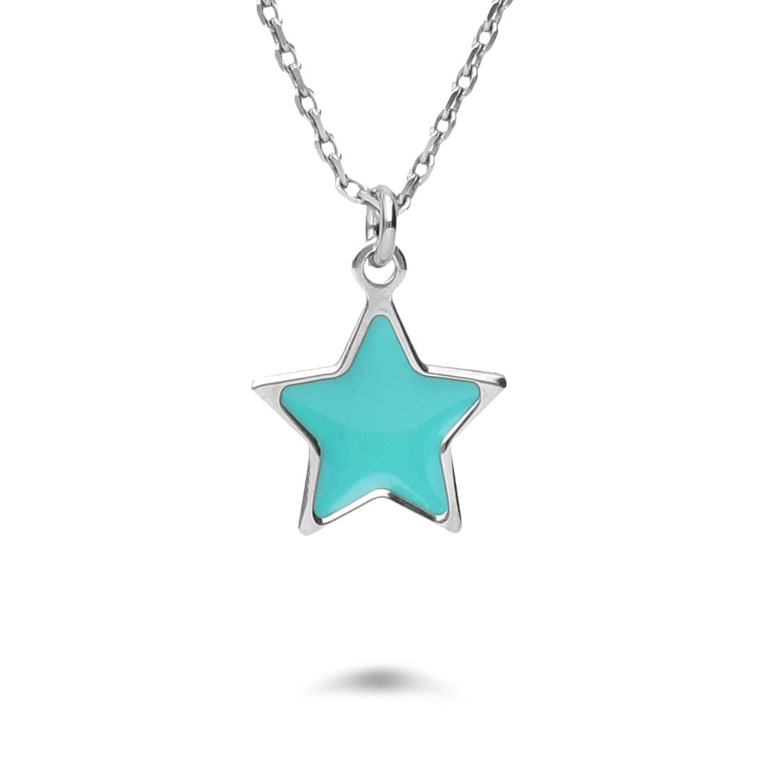 Silver necklace with light blue star - LUXURY MILANO