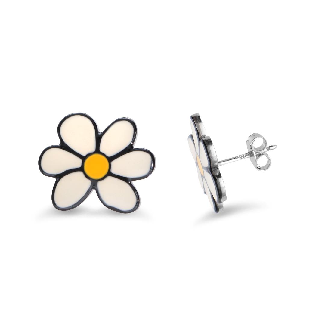 White daisy silver earrings - GURU
