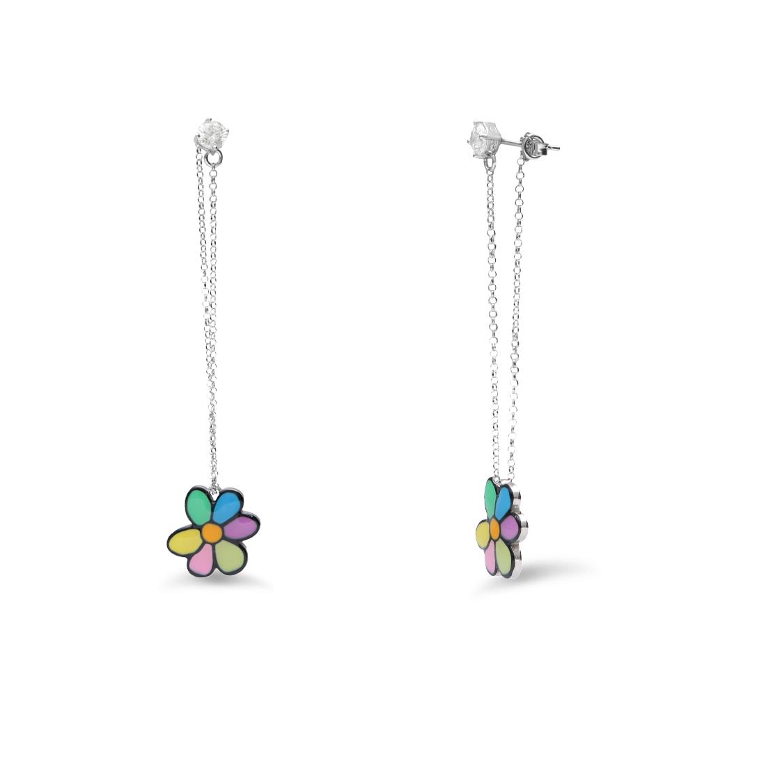 Multicolor daisy pendant earrings and zircons - GURU