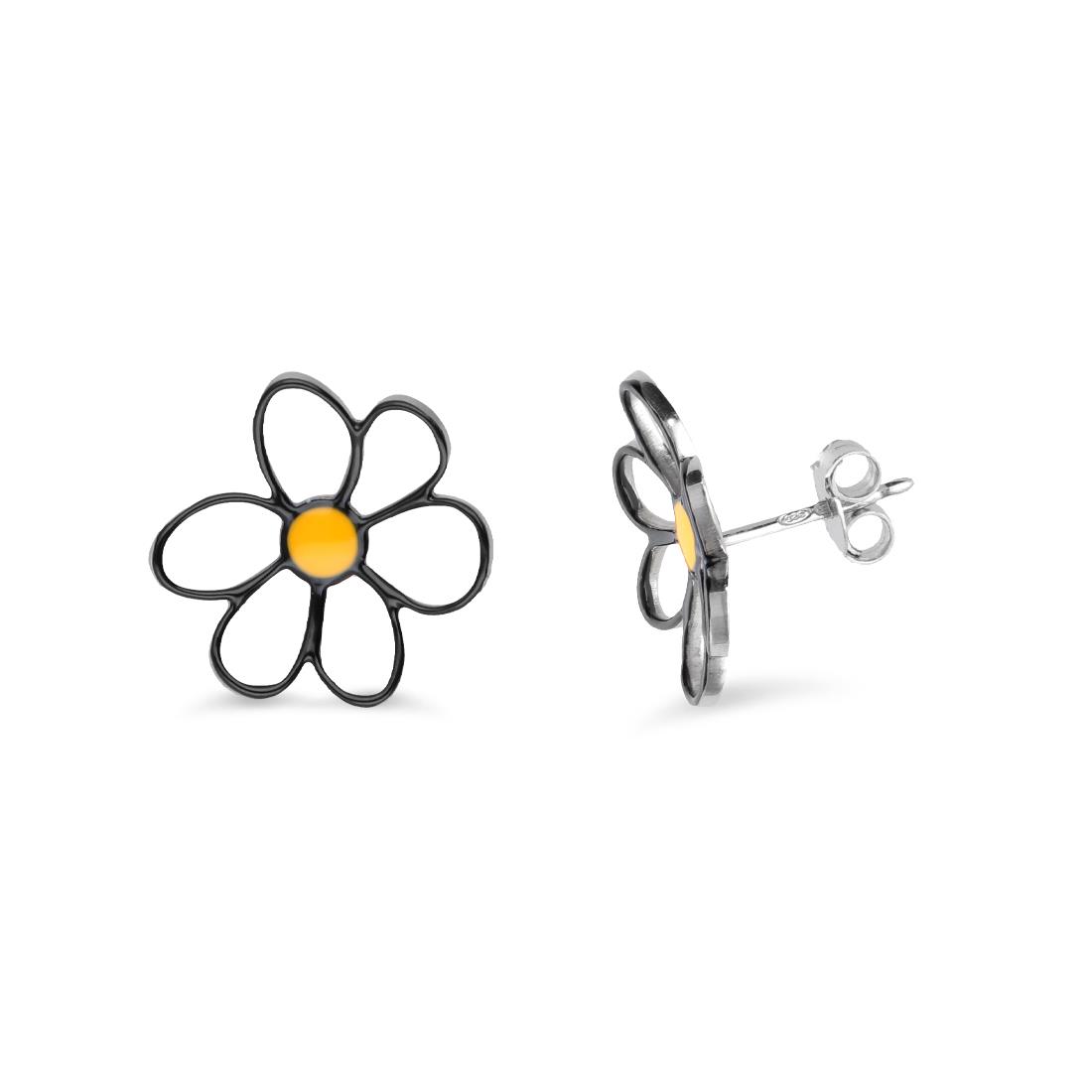 Earrings in silver daisy empty petals - GURU