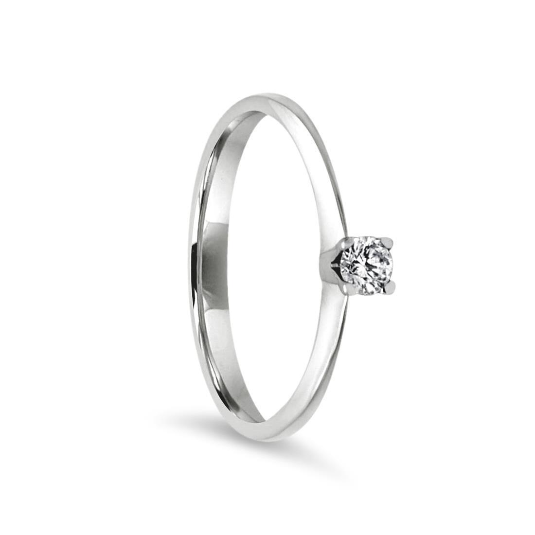 Anello solitario in oro bianco con diamante ct. 0,10 - ALFIERI & ST. JOHN
