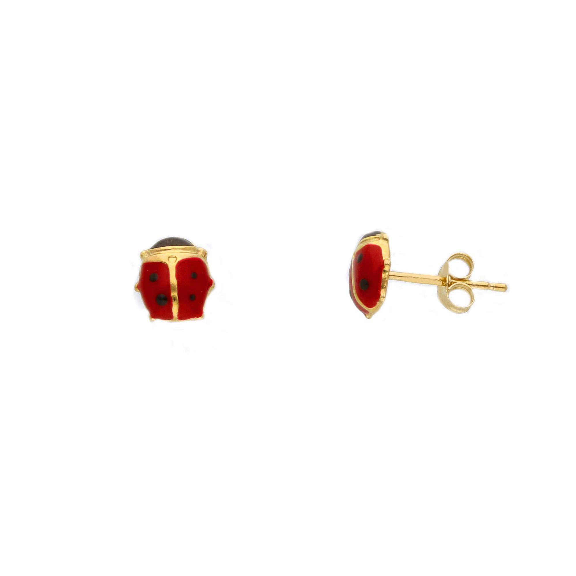 Orecchini a lobo coccinella in oro giallo - ORO&CO