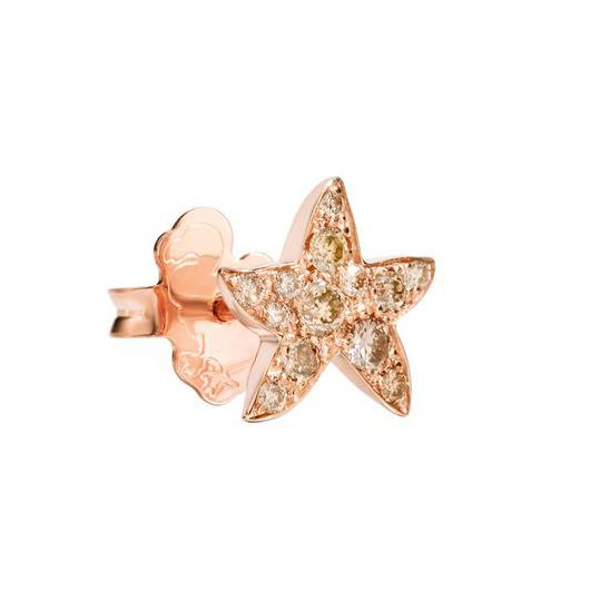 Mono orecchino in oro rosa e diamanti con stella - DODO