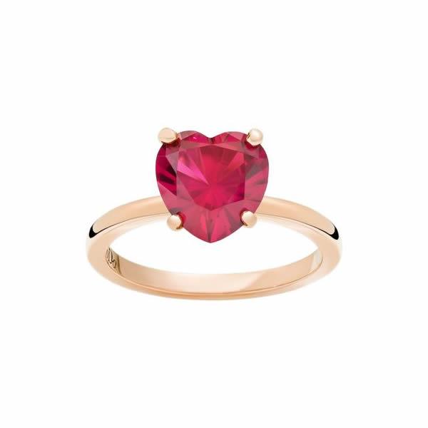 Anello in oro rosa con cuore rubino - DODO