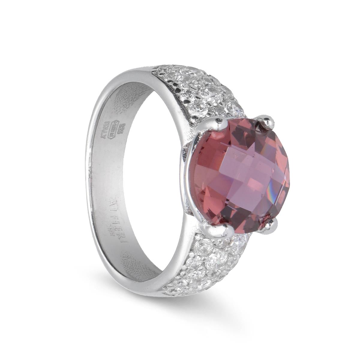 Anello Armonia con pietra marsala e zirconi - ALFIERI & ST. JOHN 925