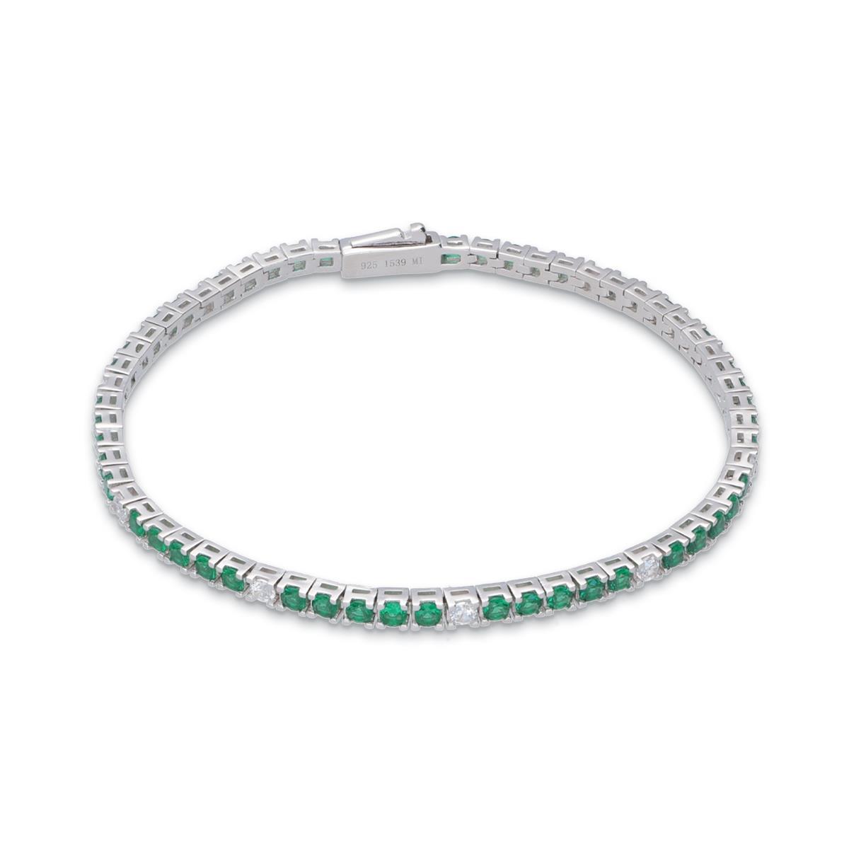 Armonia tennis bracelet with green and white zircons - ALFIERI & ST. JOHN 925