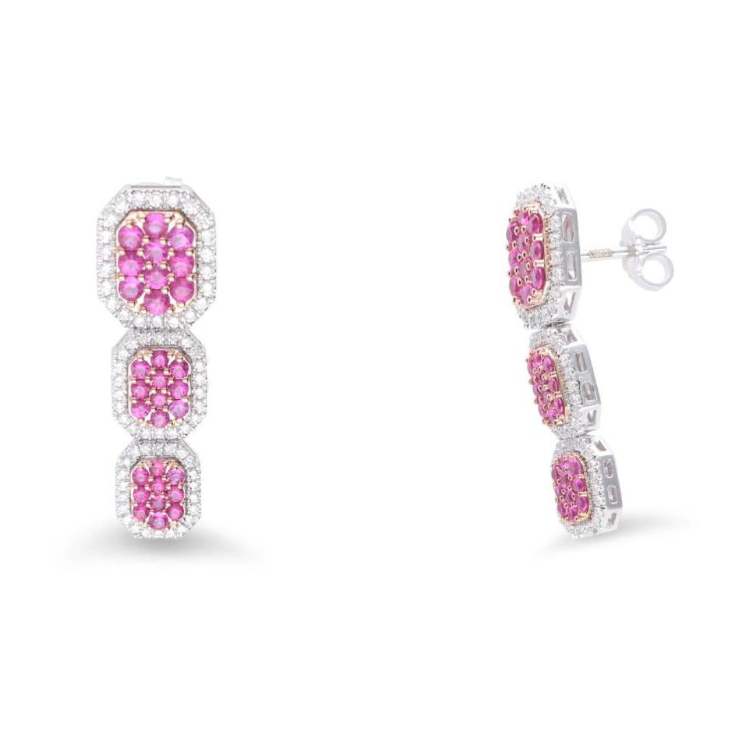Pendientes trilog&iacute;a Allure con rub&iacute;es ct. 2,06 y diamantes ct. 0,66 - ALFIERI & ST. JOHN