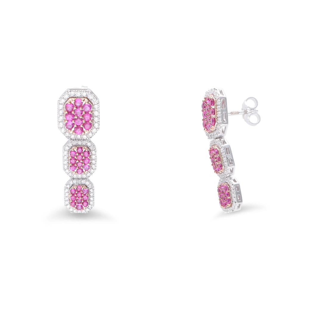 Allure trilogy earrings with rubies ct. 2.06 and diamonds ct. 0.66 - ALFIERI & ST. JOHN