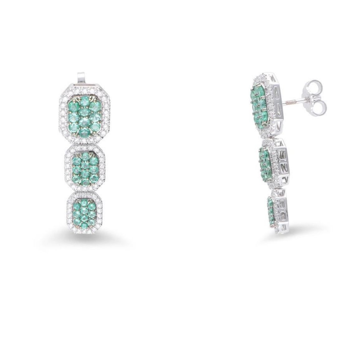 Pendientes trilog&iacute;a Allure con esmeraldas ct. 2,06 y diamantes ct. 0,66 - ALFIERI & ST. JOHN
