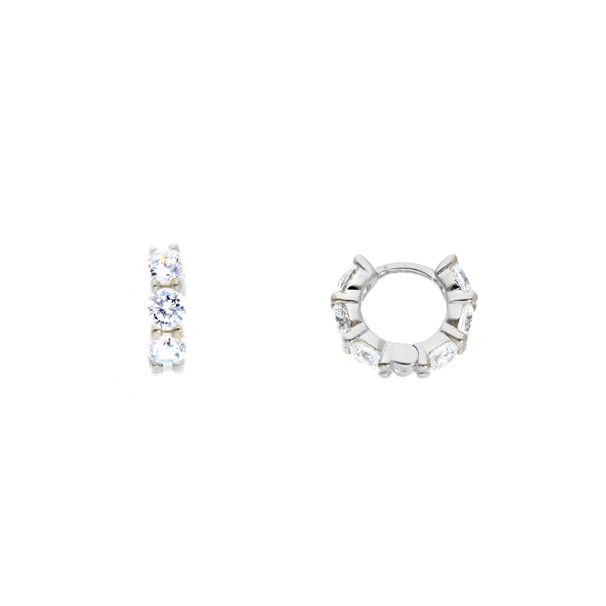 Hoop earrings pav&eacute; white zircons silver 925 ORO&CO 925 - ORO&CO 925