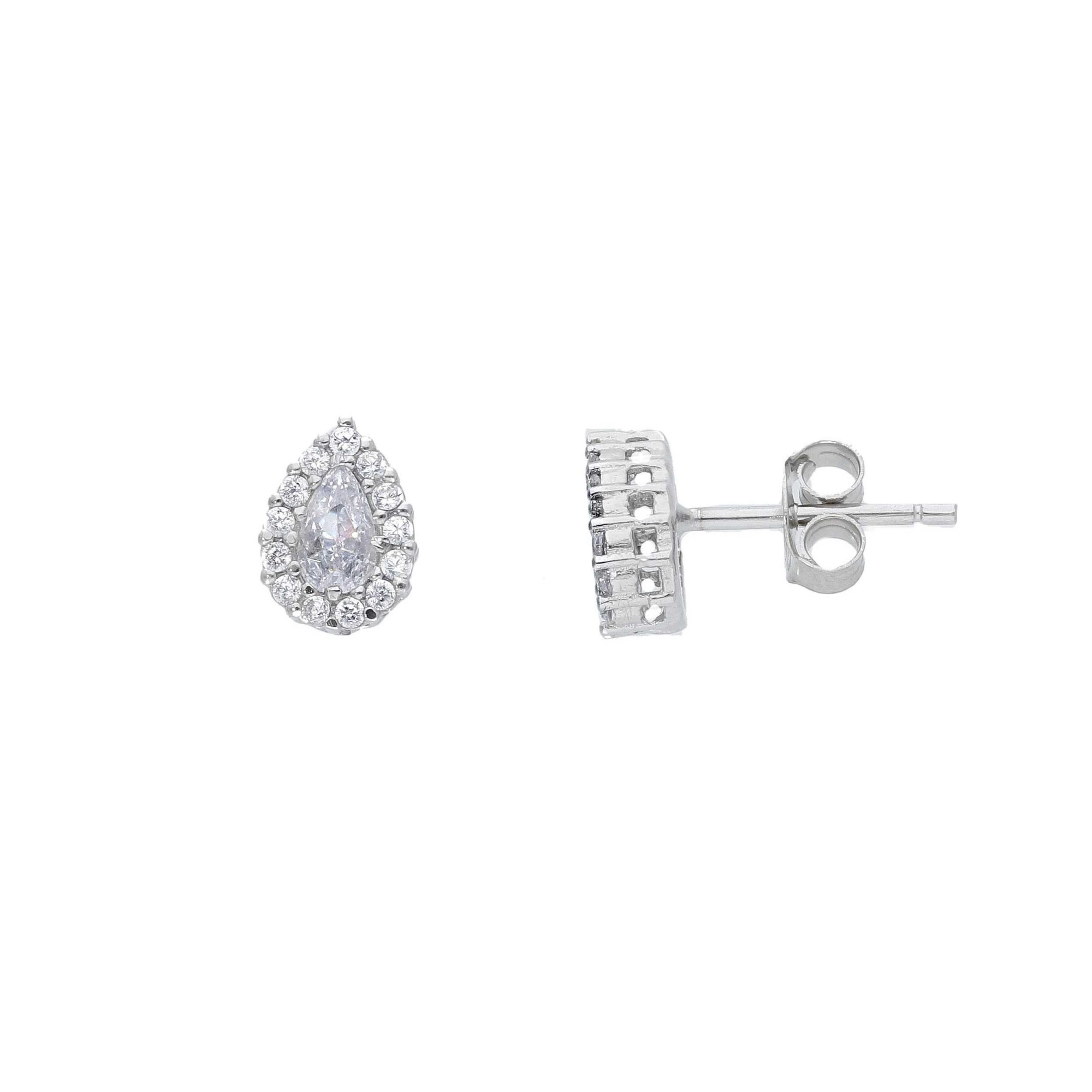 Orecchini a lobo in argento 925 goccia pav&eacute; zirconi ORO&CO 925 - ORO&CO 925