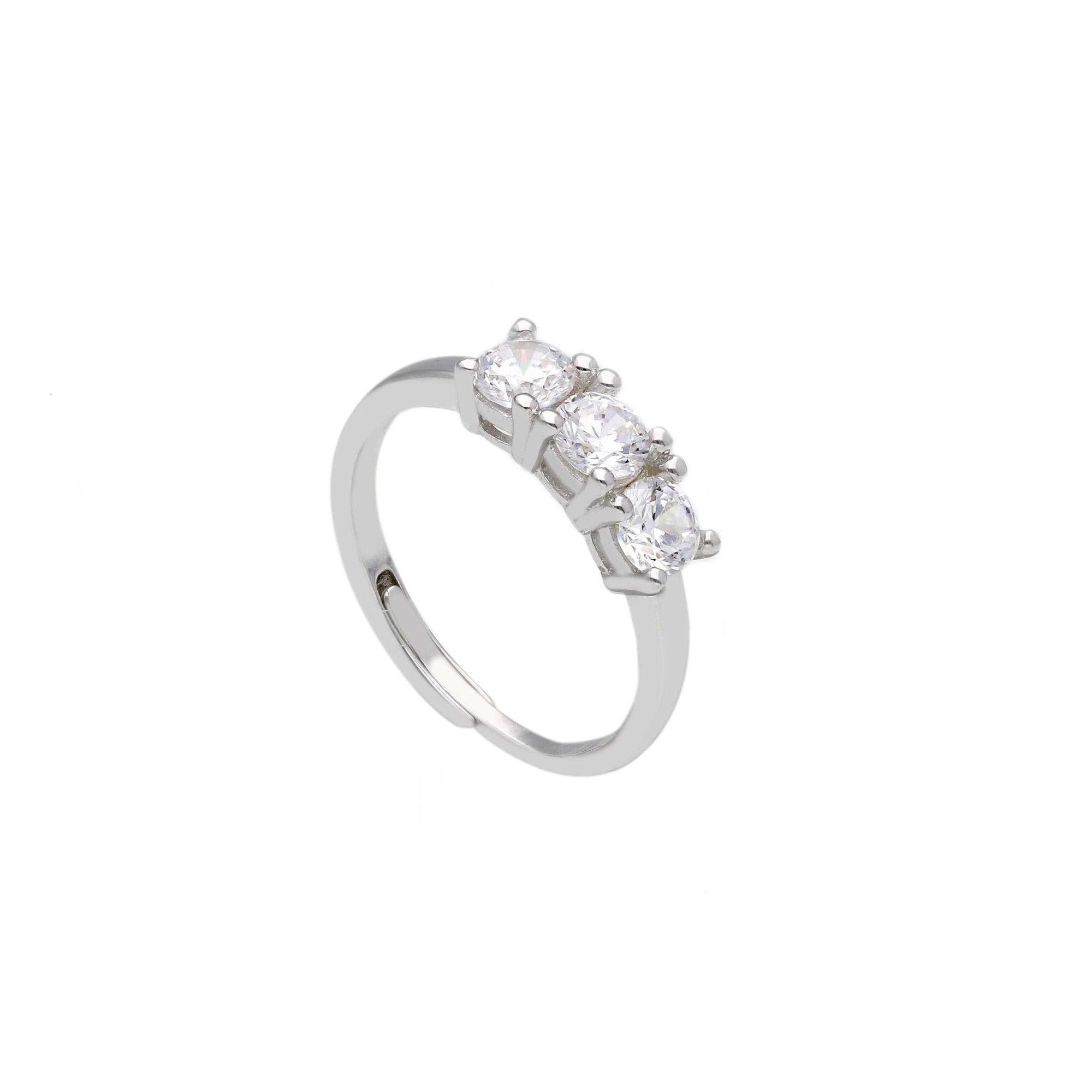 Anillo trilog&iacute;a en plata 925 circonitas blancas talla s ORO&CO 925 - ORO&CO 925