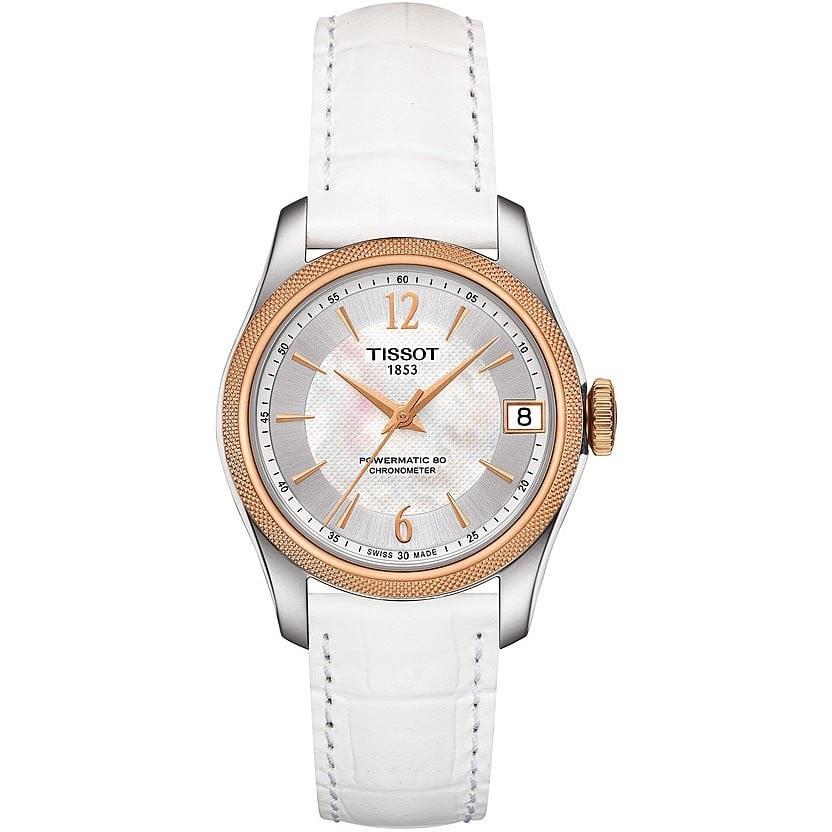 Women's steel watch with leather strap - TISSOT