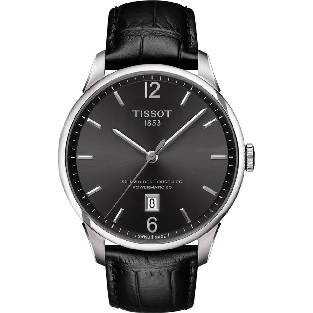 Steel men's watch with leather strap - TISSOT