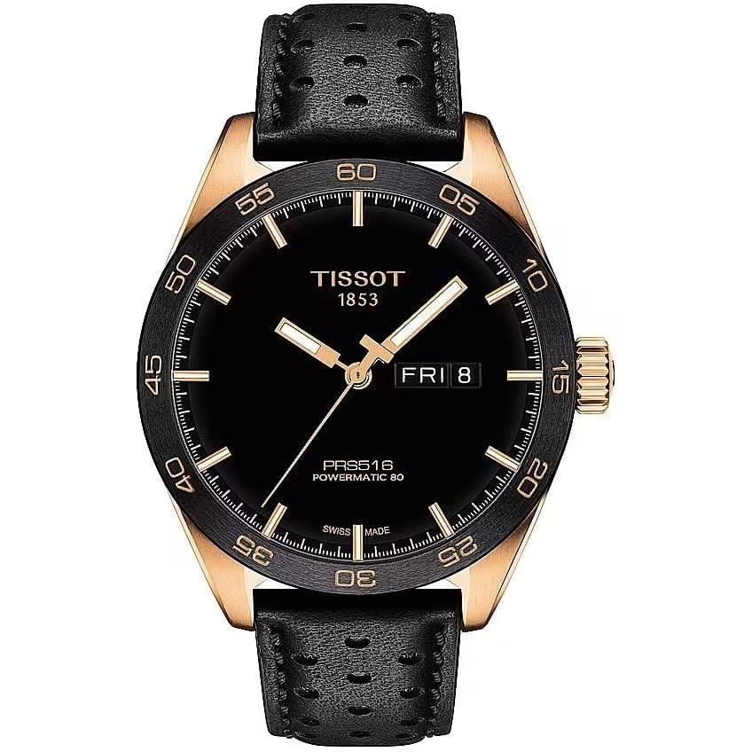 Steel men's watch with leather strap - TISSOT