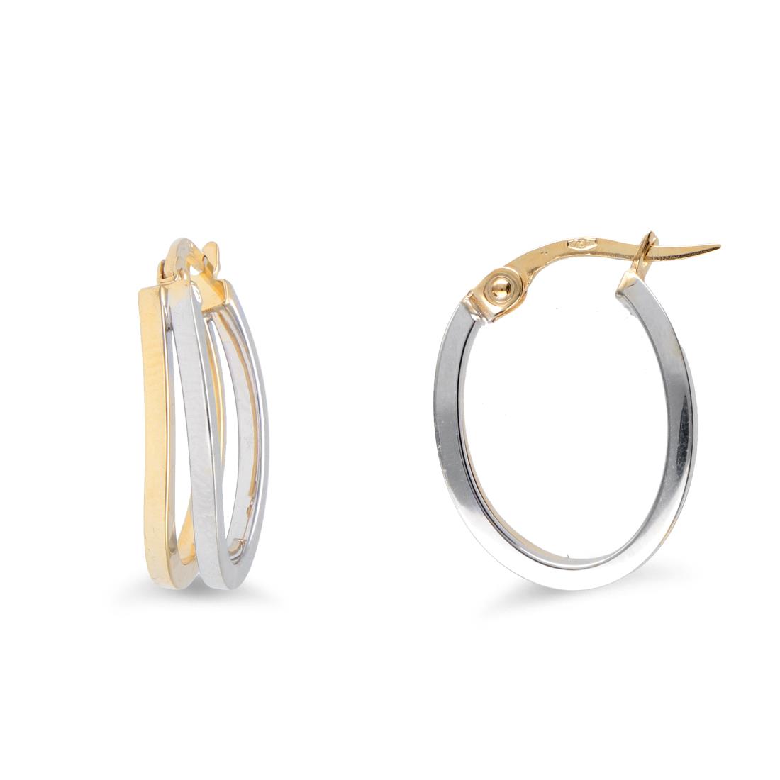 Orecchini cerchio in oro giallo e bianco - LUXURY MILANO