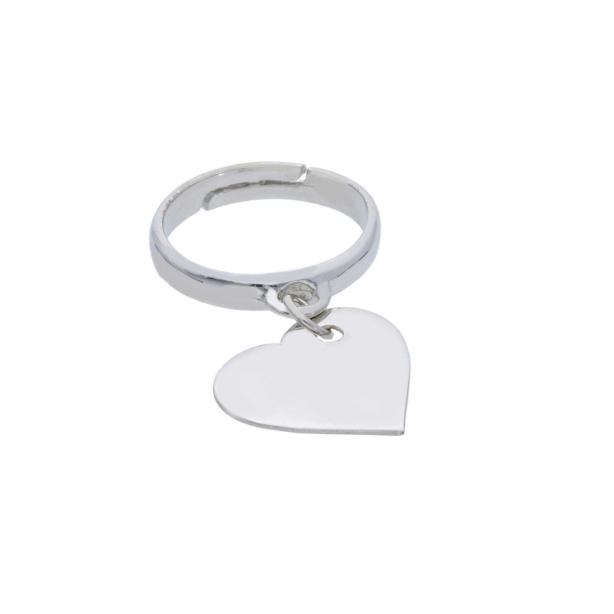 Anillo de plata 925 con charm coraz&oacute;n colgante ORO&CO 925 - ORO&CO 925