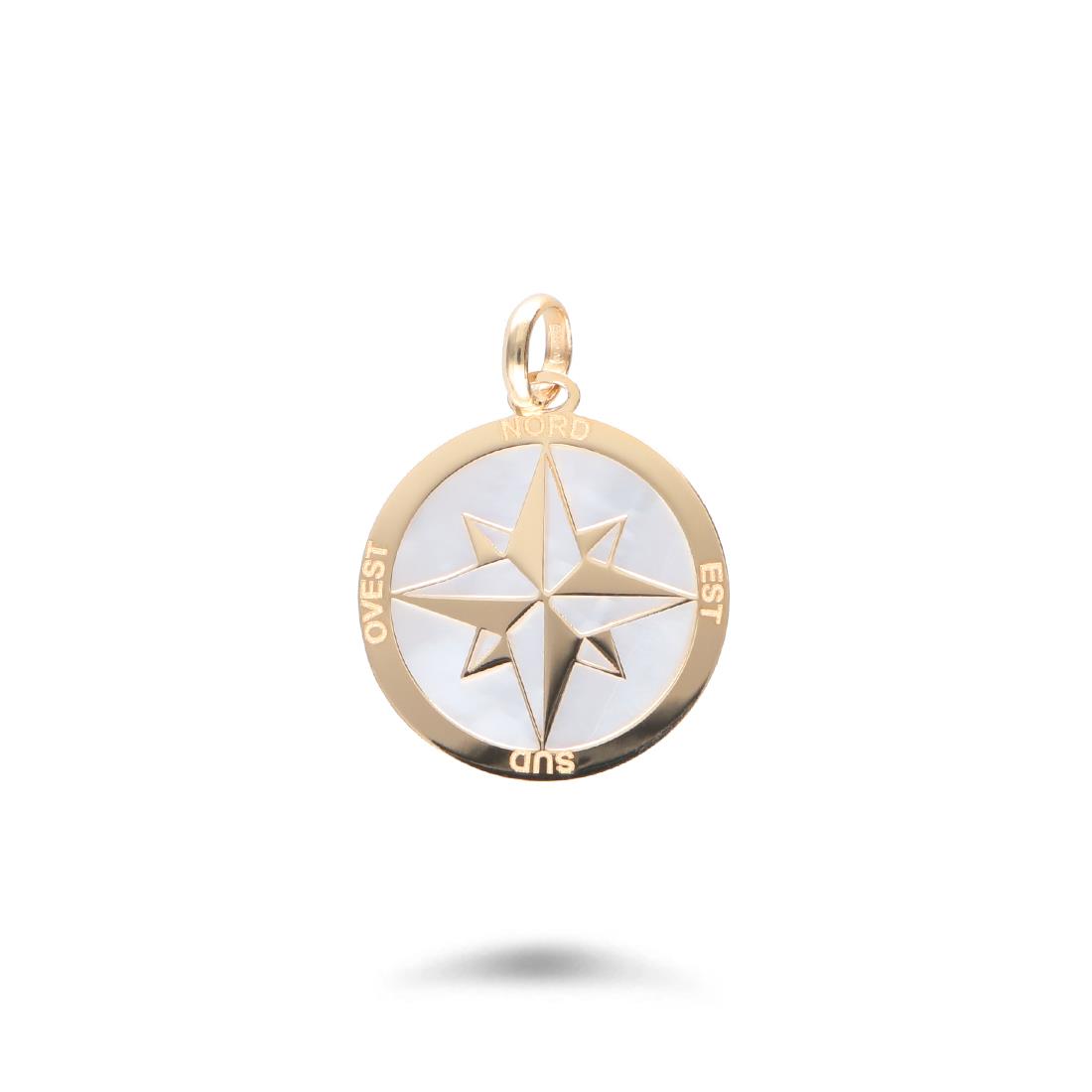 Yellow gold compass rose man pendant - LUXURY MILANO