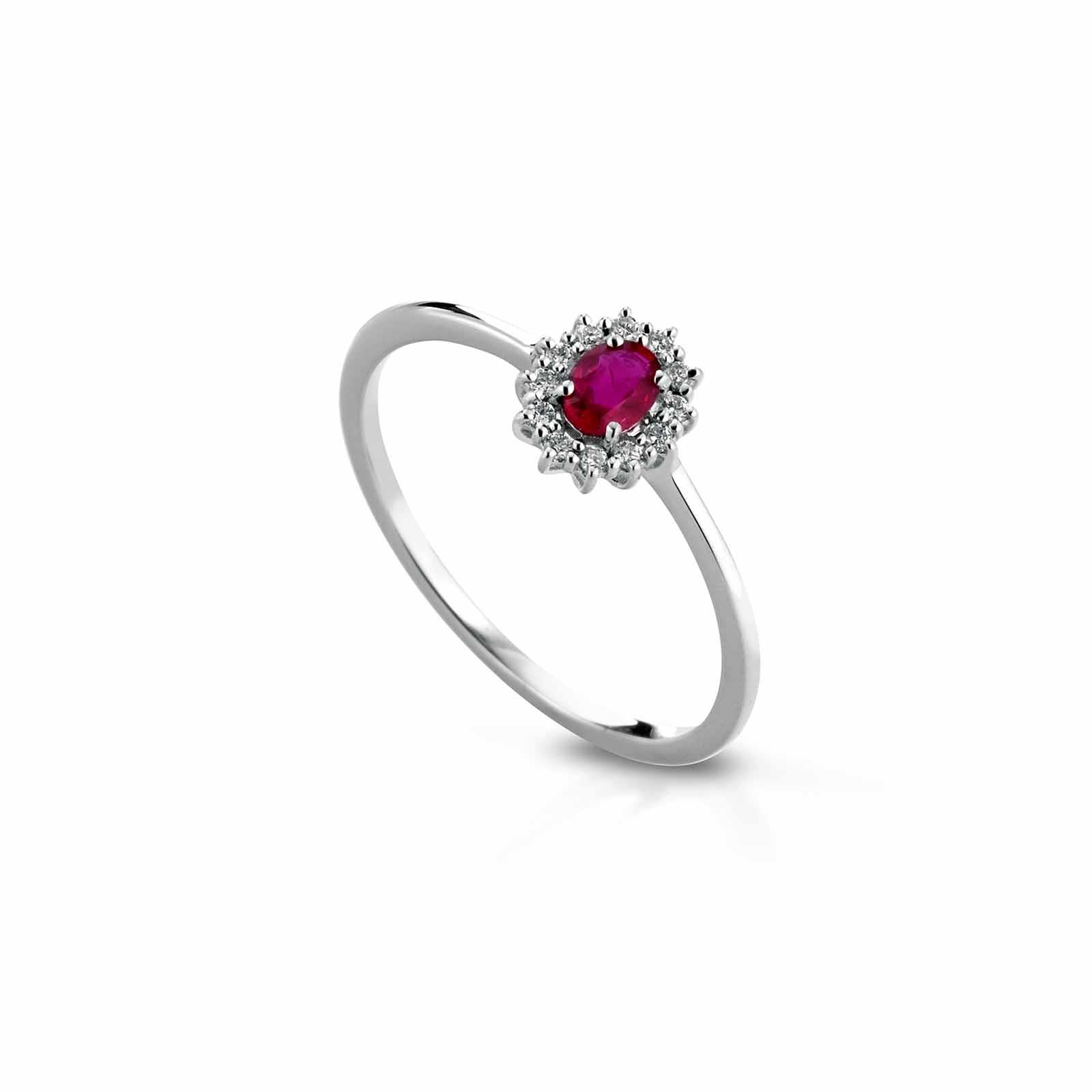 Ring in silver with fuchsia stone and zircons - ORO&CO 925