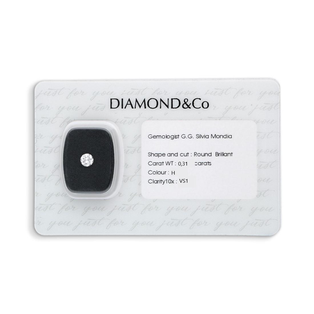 Diamante ampollado talla brillante 0,31 ct color h claridad vs1 - ORO&CO