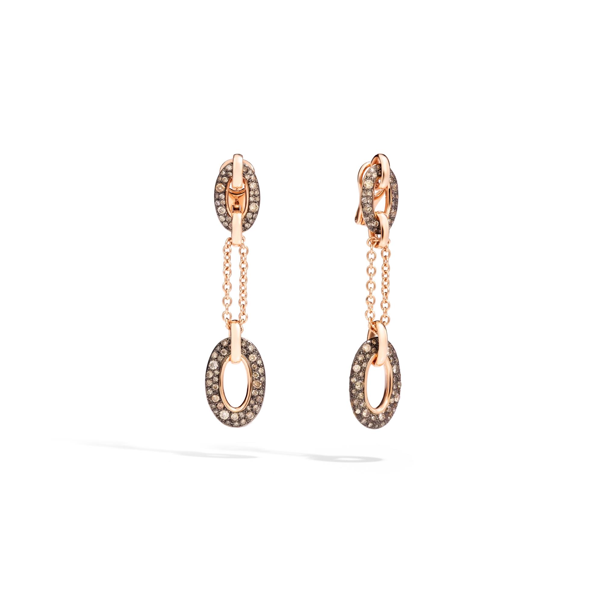 Pendientes colgantes de oro rosa con diamantes marrones - POMELLATO