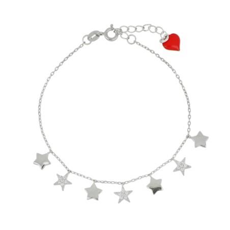 Angelic bracelet in rhodium-plated silver with hanging stars and crystals - CUORI MILANO