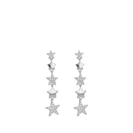 Angelic 5 star earrings in rhodium-plated silver with crystals - CUORI MILANO