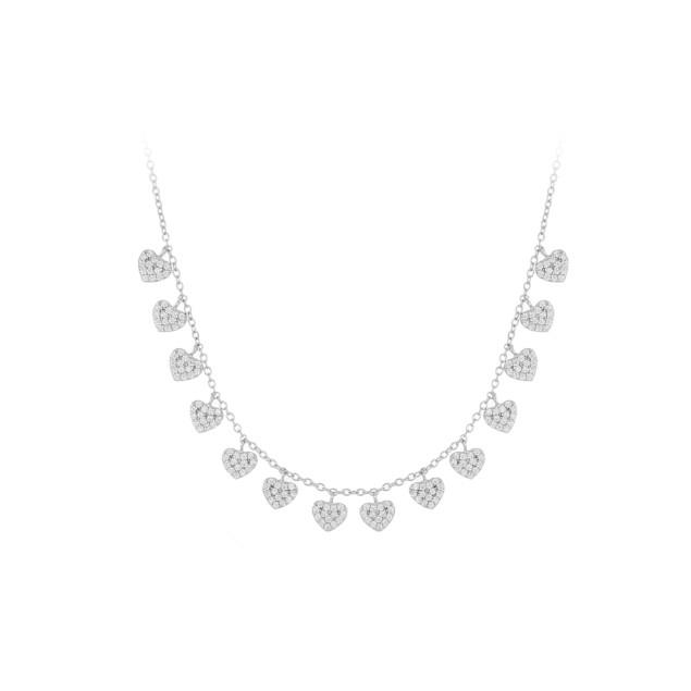 So Pretty necklace in rhodium-plated silver with hearts - CUORI MILANO