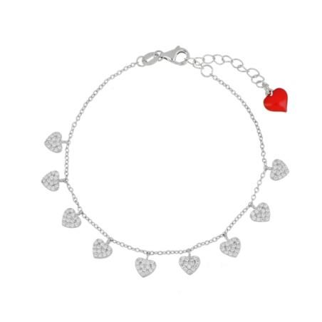 So Pretty bracelet in rhodium-plated silver with hearts and crystals - CUORI MILANO