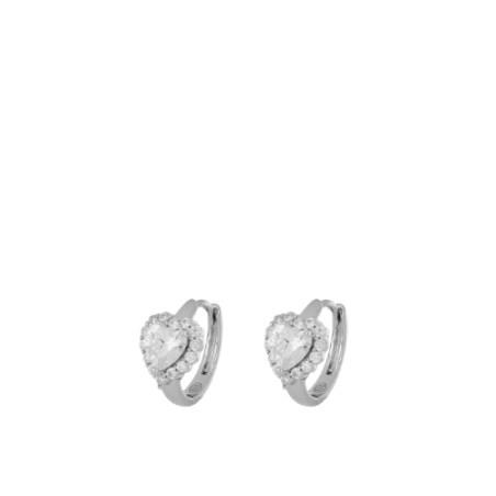 So Pretty hoop earrings in rhodium-plated silver with heart - CUORI MILANO