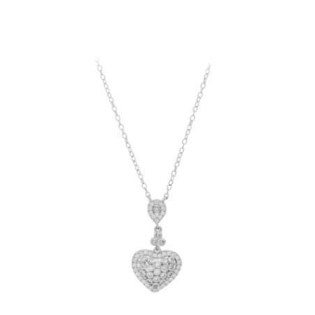 Amour necklace in rhodium-plated silver with heart-shaped pendant - CUORI MILANO