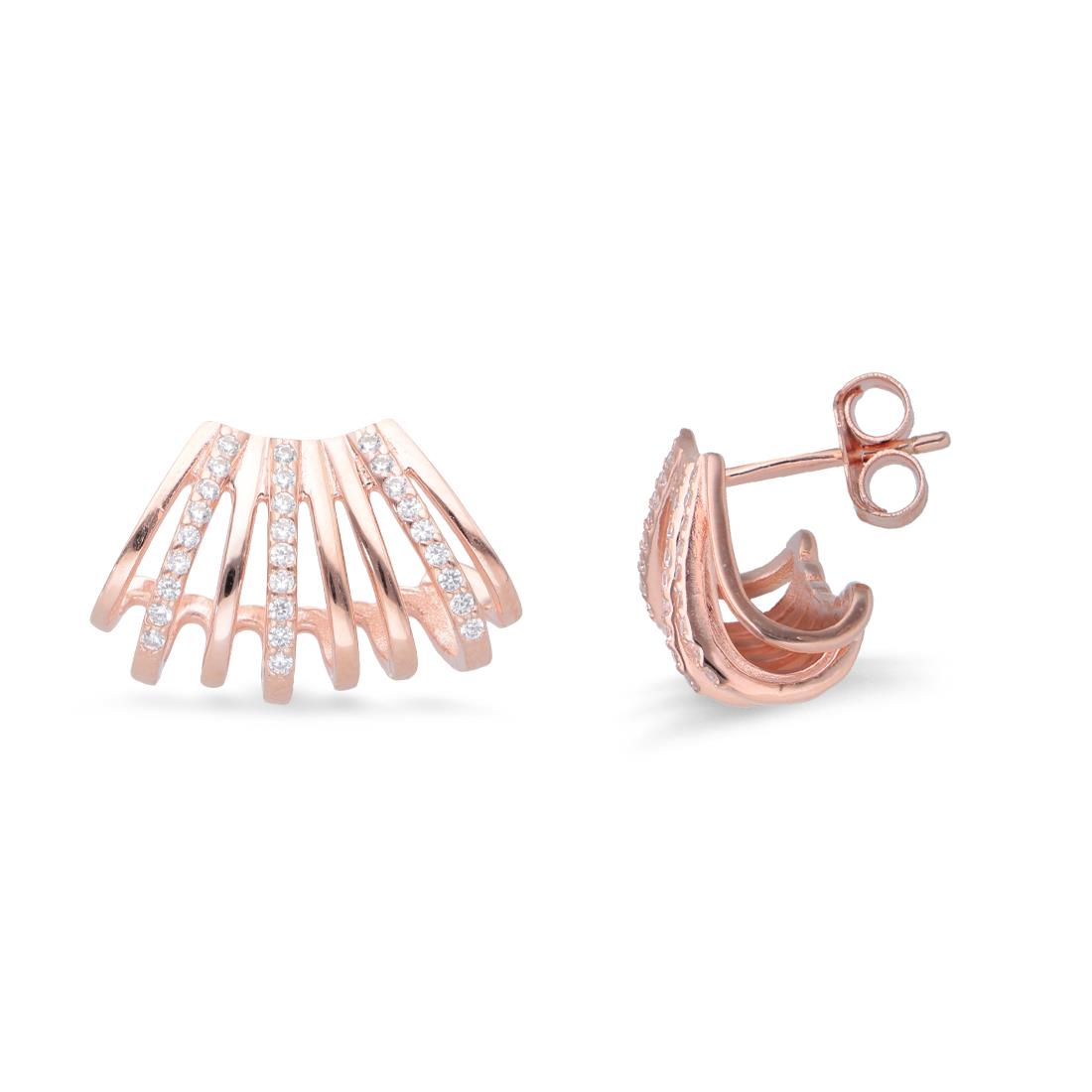 Pink silver lobe earrings with zircons - ORO&CO 925
