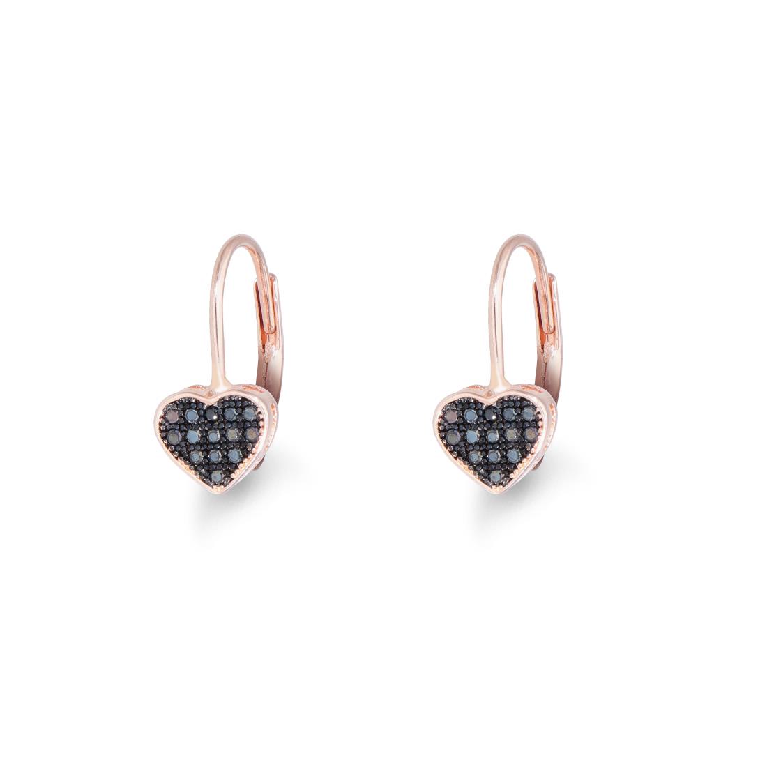 Pink silver earrings with heart and zircons - ORO&CO 925