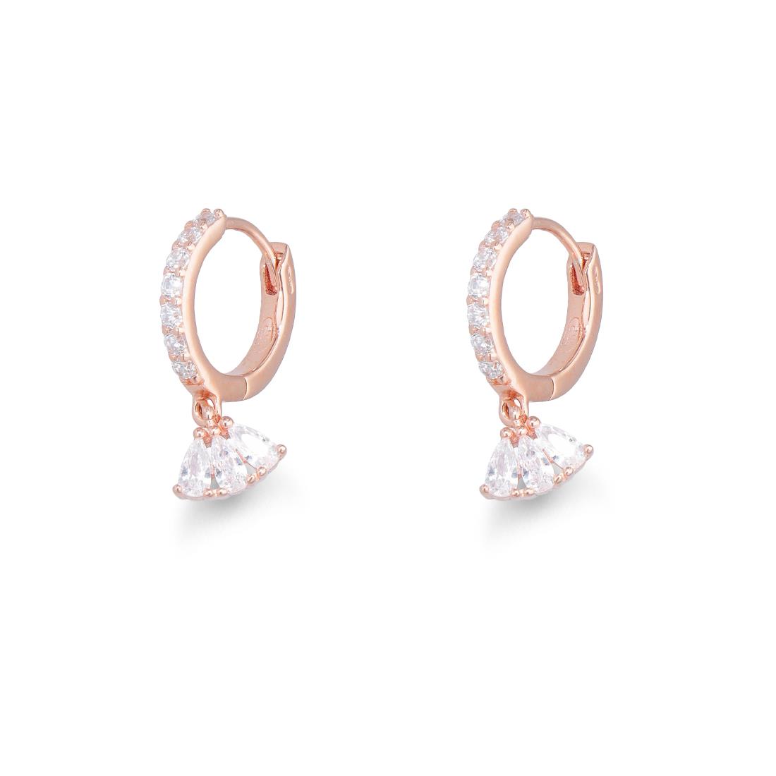 Hoop earrings with pink silver pendant and zircons - ORO&CO 925