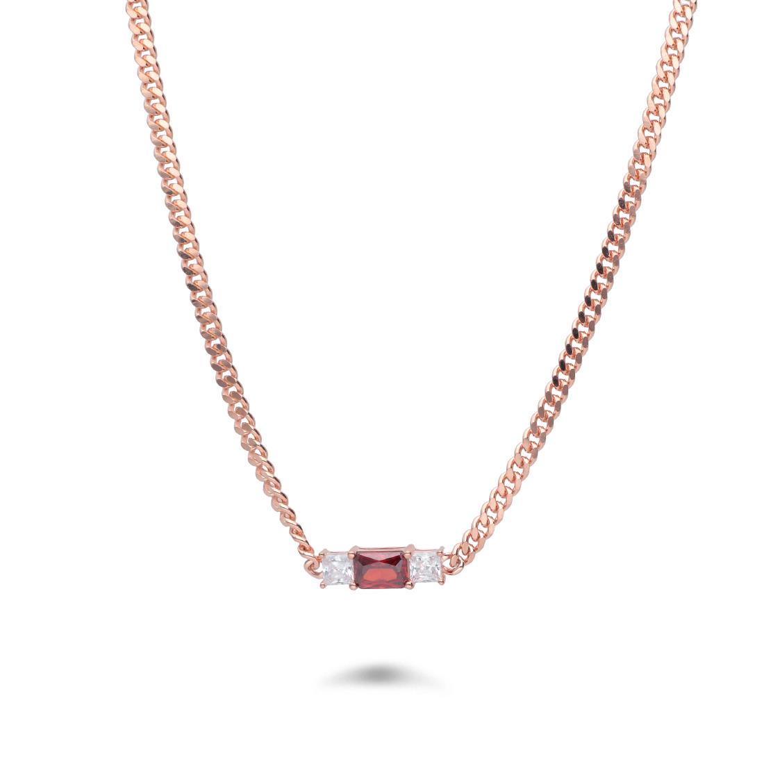Necklace in pink silver with zircons - ORO&CO 925