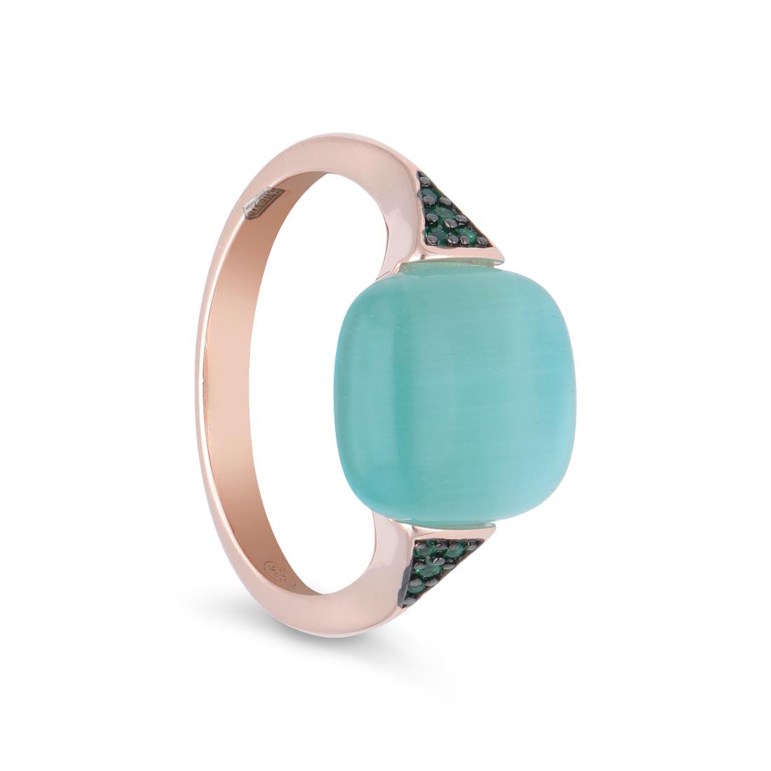 Pink silver ring with green stone - ORO&CO 925