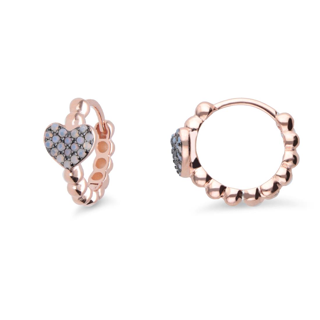 Pink silver hoop earrings with heart - ORO&CO 925