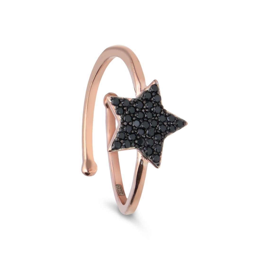 Ring in pink silver with star and zircons - ORO&CO 925