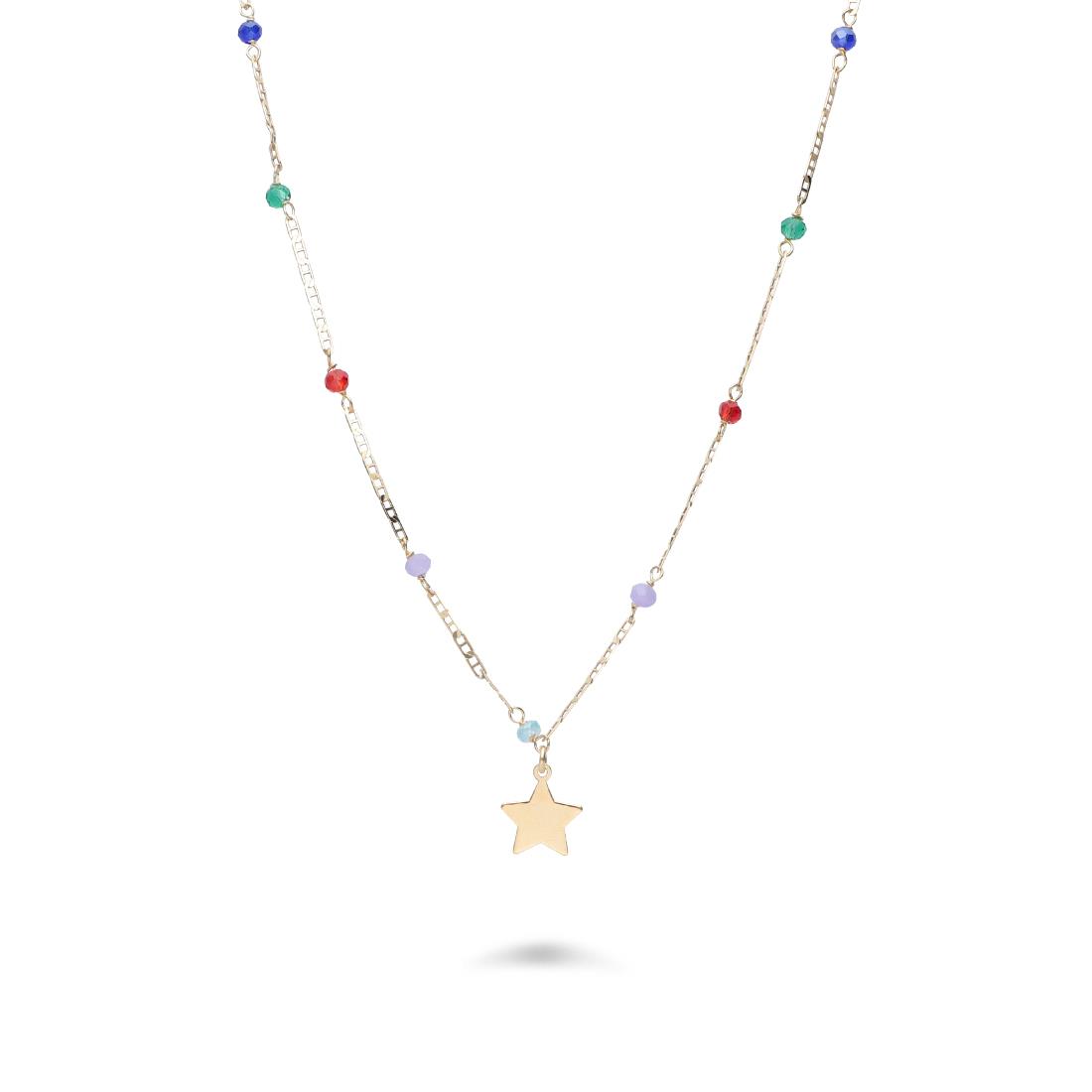 Collana in argento dorato con pietre colorate e stella - ORO&CO 925