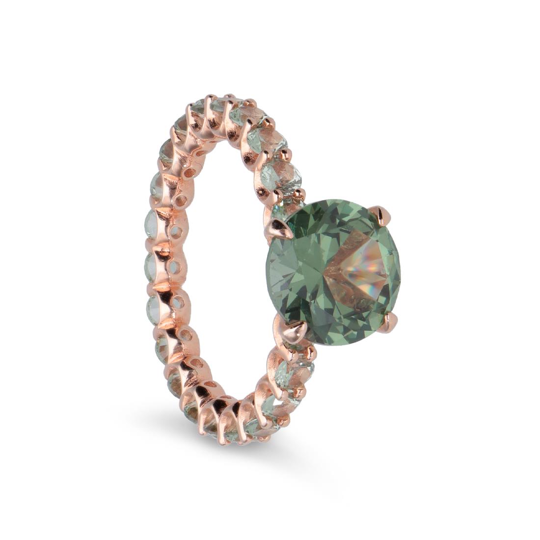 Pink silver ring with green zircons - ORO&CO 925