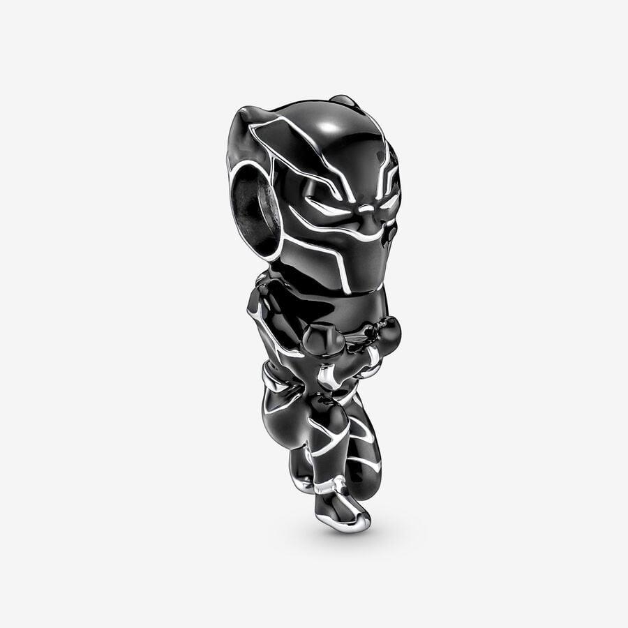 Charm Marvel The Avengers Black Panther in argento con smalto nero - PANDORA