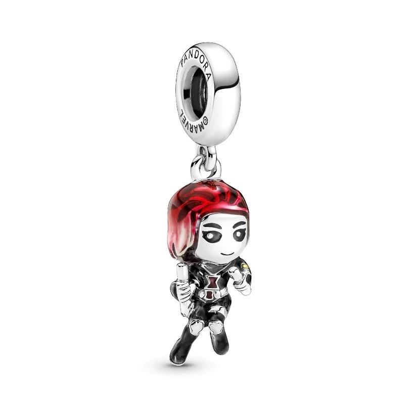 Marvel charm, Black Widow in silver with red and black enamel - PANDORA